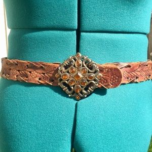Abercrombie GIRLS' L/XL Leather & Amber Belt